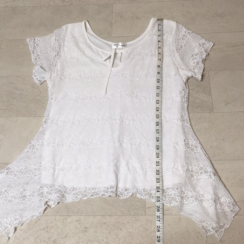 Eve and Maddie Blouse Sz L White Lace Shirt Lined - Picture 5 of 7